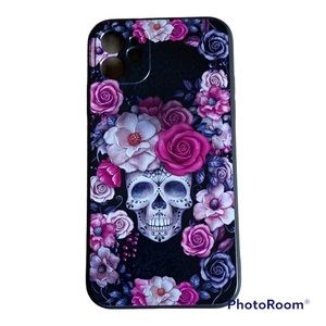 Cover for iPhone 11 phone case Sugar Skull & Roses Flexible Black & Pink New